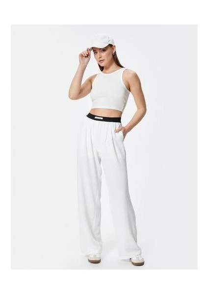 Bol Paça Pantolon Astarlı Beli Bant Detaylı