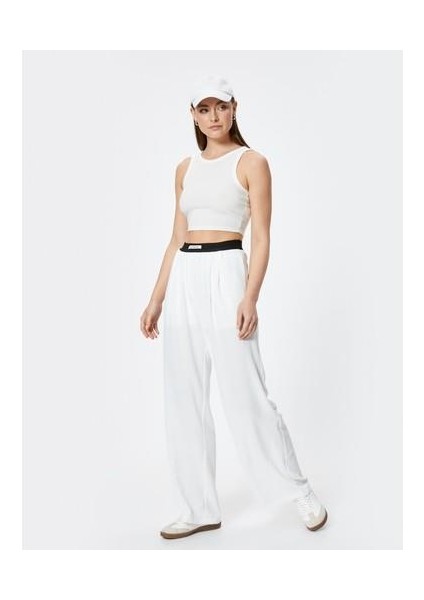 Bol Paça Pantolon Astarlı Beli Bant Detaylı