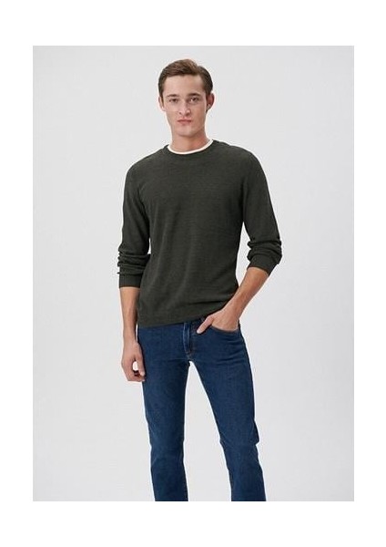 Bisiklet Yaka Haki Basic Kazak 070781-34343