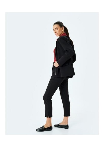 Yüksek Bel Cepli Dar Kesim Cigarette Pantolon