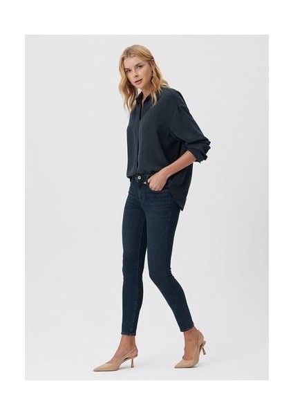 Tess Gold Premium Gölgeli Indigo Lacivert Jean Pantolon 100328-85607