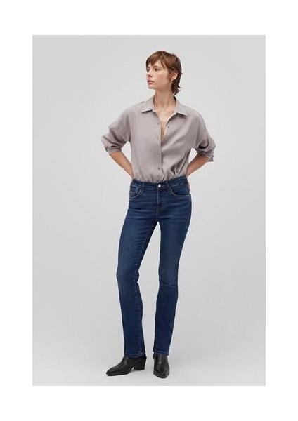 Mona Gold Klasik Vintage Koyu Mavi Jean Pantolon 1049787784