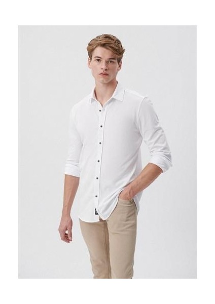 Erkek Beyaz Örme Gömlek 021638-620