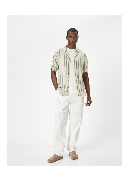 Yazlık Gömlek Kısa Kollu Devrik Yaka Düğmeli