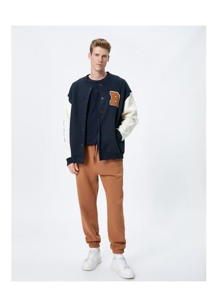 Jogger Eşofman Altı Beli Bağcıklı Cep Detaylı İşlemeli