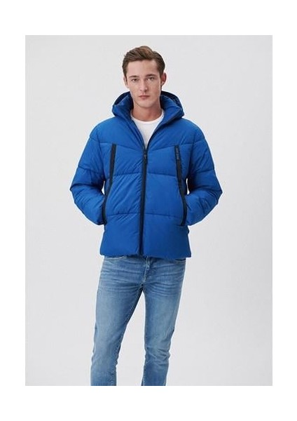 Kapüşonlu Mavi Şişme Mont 0110068-70770