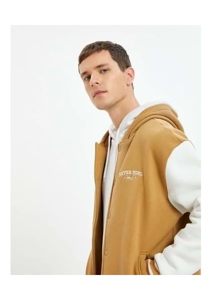 Kolej Hırka Kapşonlu Renk Bloklu Cepli Işleme Detaylı - Koton - 4WAM50026MK - Deve Tüyü - S fiyatları