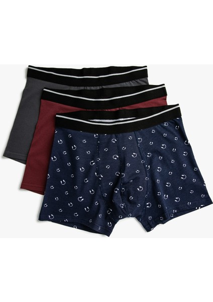 Desenli Pamuklu Basic 3'lü Boxer Seti