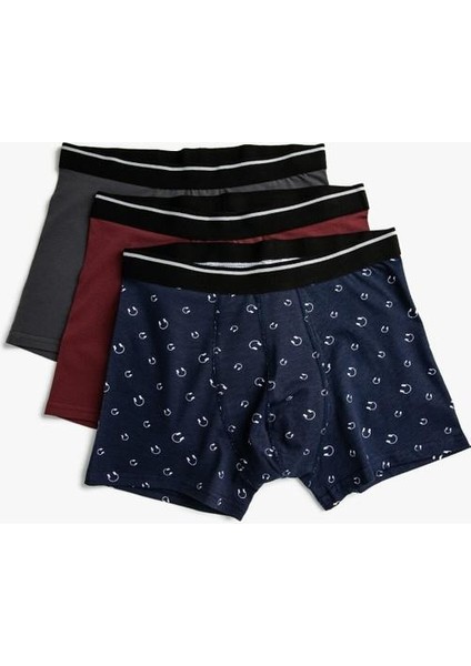 Desenli Pamuklu Basic 3'lü Boxer Seti modelleri