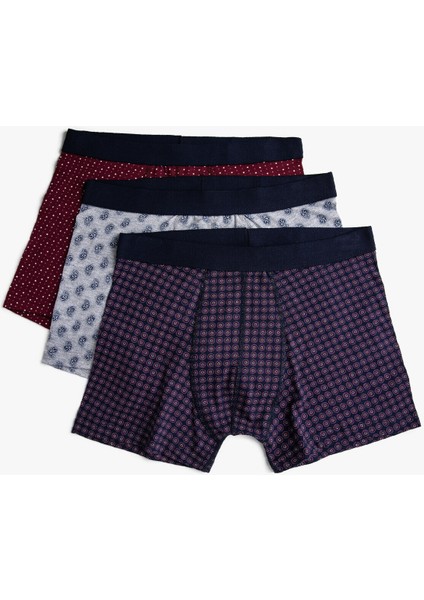 Erkek Desenli Pamuklu Basic 3'lü Boxer Seti