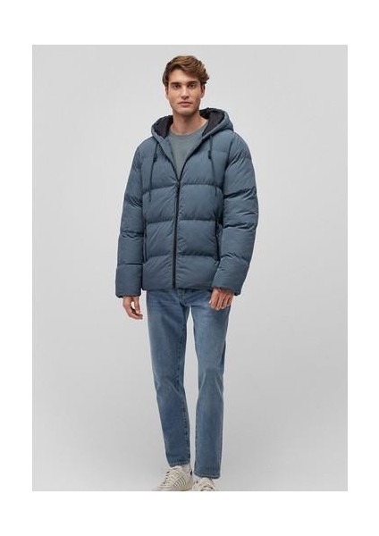 Kapüşonlu Lacivert Şişme Mont 0110349-70501