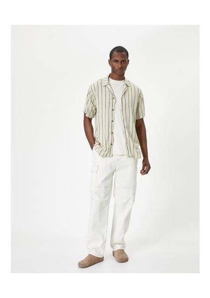 Yazlık Gömlek Kısa Kollu Devrik Yaka Düğmeli