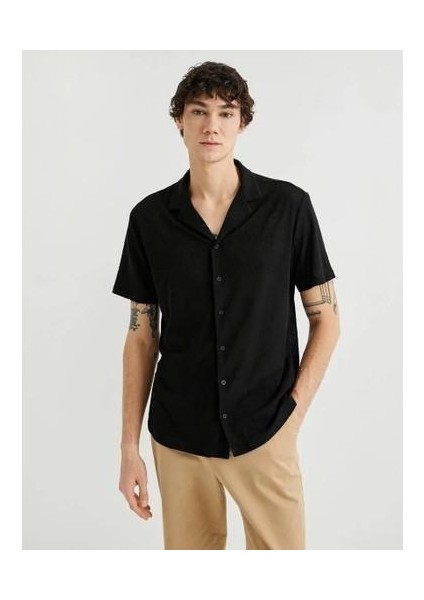 4SAM60006HW Koton Erkek Gömlek Siyah