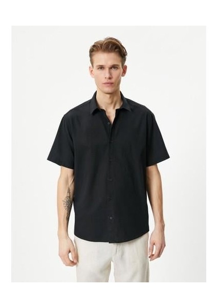 Yazlık Gömlek Kısa Kollu Klasik Yaka Düğmeli