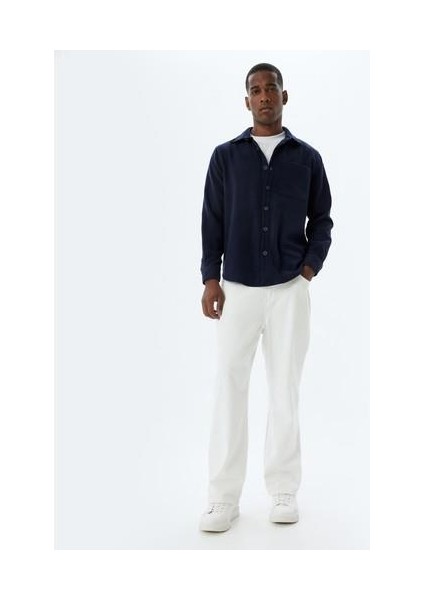 Uzun Kollu Gömlek Cep Detaylı Pamuk Karışımlı