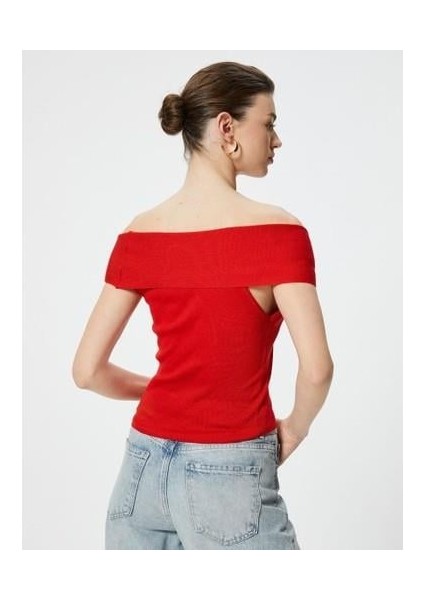 x Sibil Çetinkaya - Omzu Açık Üst Kısa Kollu Düğmeli Fitilli