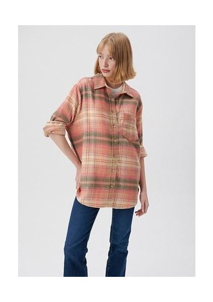 Kadın Kareli Turuncu Gömlek 1210609-85860 fiyatları