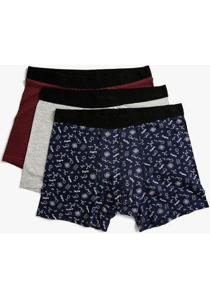 Desenli Pamuklu Basic 3'lü Boxer Seti modelleri