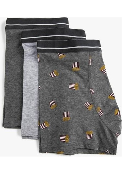 3'lü Boxer Seti Eğlence Baskı Detaylı Pamuklu fırsatları