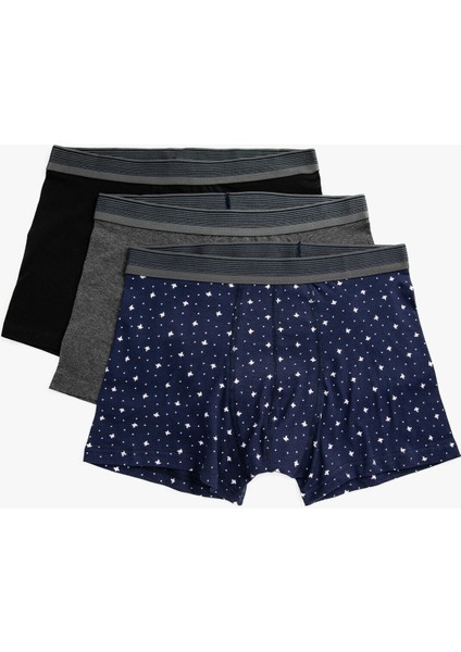 Erkek Pamuklu Basic 3'lü Boxer Seti