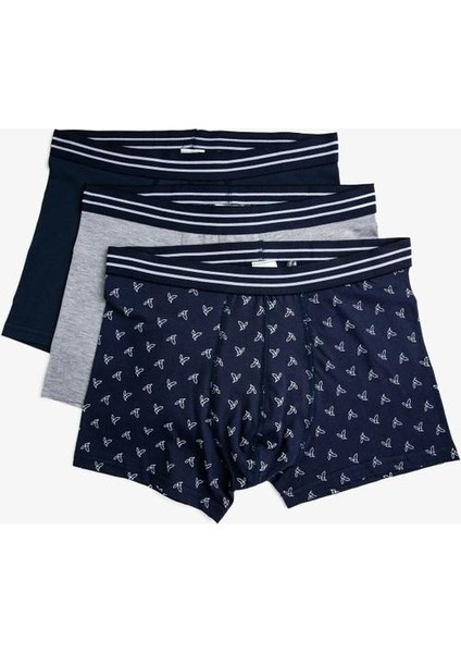 Desenli Pamuklu Basic Boxer Seti 3'lü modelleri