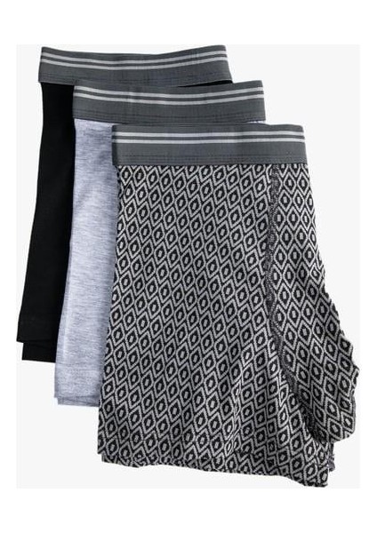 3'lü Boxer Seti Geometrik Detaylı Beli Lastikli fırsatları