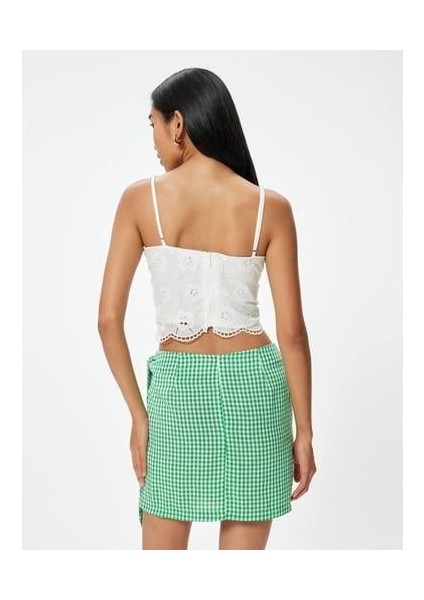 x Sibil Çetinkaya - Çiçekli Fisto Crop Üst Slim Fit Ince Askılı indirimleri