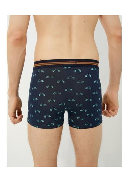 3'lü Boxer Seti Motosiklet Baskılı Beli Lastikli Pamuklu