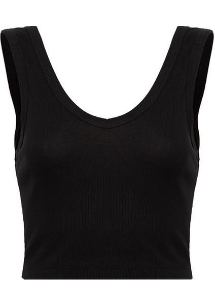 V Yaka Siyah Basic Crop Atlet 1612375-900