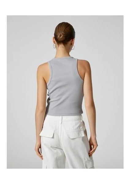 Basic Halter Yaka Atlet Ribanalı Pamuklu