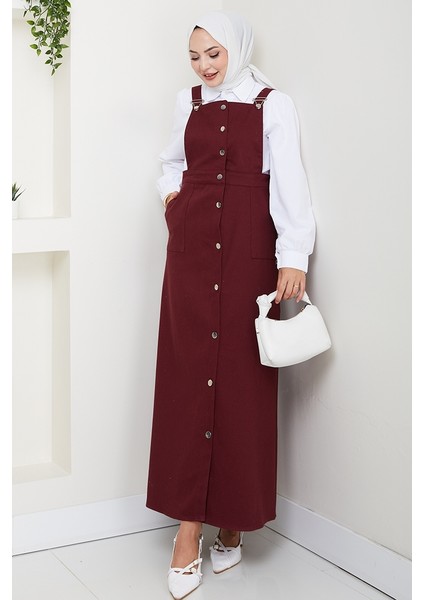 Boydan Düğmeli Gabardin Jile 1552 - Bordo