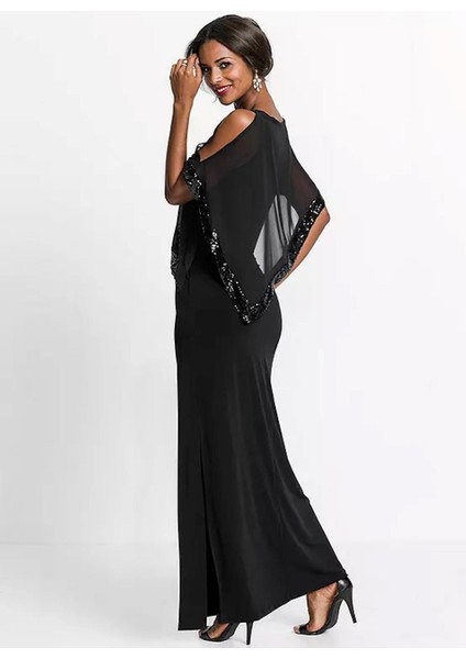 Kadın Bordo Şifon ve Payet Detaylı Abiye Elbise 65N23491 indirimleri