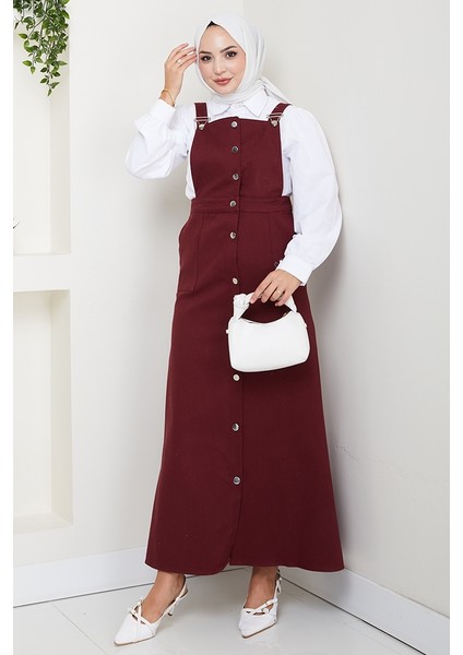 Boydan Düğmeli Gabardin Jile 1552 - Bordo modelleri