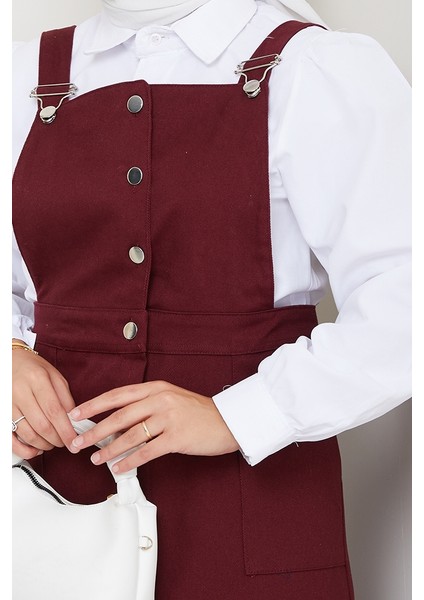 Boydan Düğmeli Gabardin Jile 1552 - Bordo fırsatları