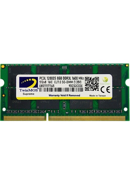 8 GB Ddr3 1600MHZ Twınmos 1.35 Nb MDD3L8GB1600N
