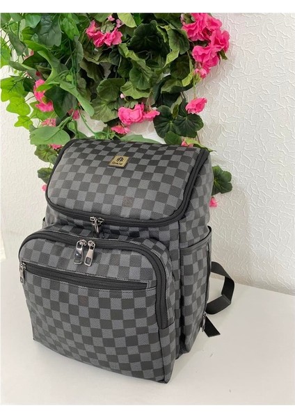 Remuse Unisex Sırt Çantası Kareli Siyah gr modelleri