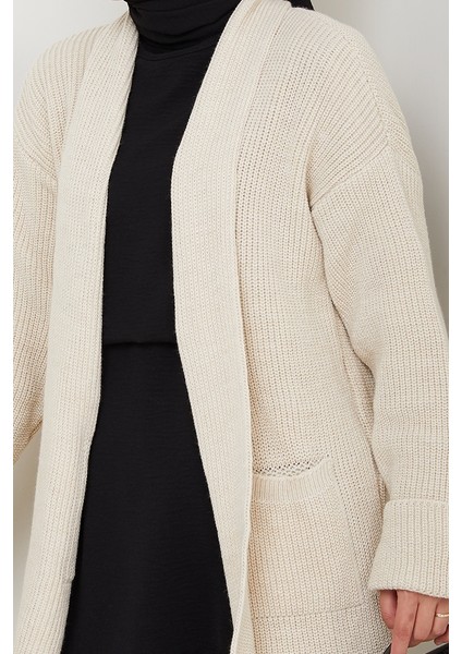 Enfil Şal Yaka Triko Hırka 1598 - Bej fırsatları