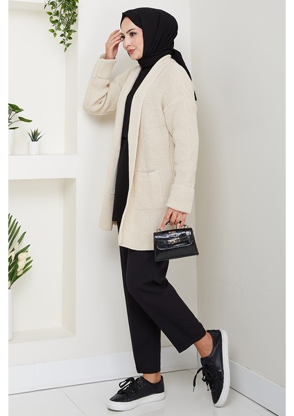 Enfil Şal Yaka Triko Hırka 1598 - Bej indirimleri