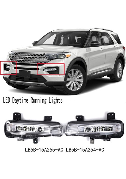 Ford Explorer Için 2020-2024 Sağ LED Sis Farları Ön Tampon Lambaları LED Gündüz Koşu Işıkları LB5B-15A254-AC (Yurt Dışından) fırsatları