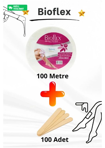 100 Metre Ağda Bandı Bezi 100 Adet Spatula