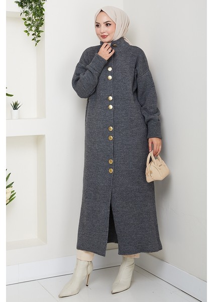 Reha Düğmeli Triko Hırka 1603 - Antrasit