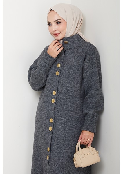 Reha Düğmeli Triko Hırka 1603 - Antrasit fırsatları