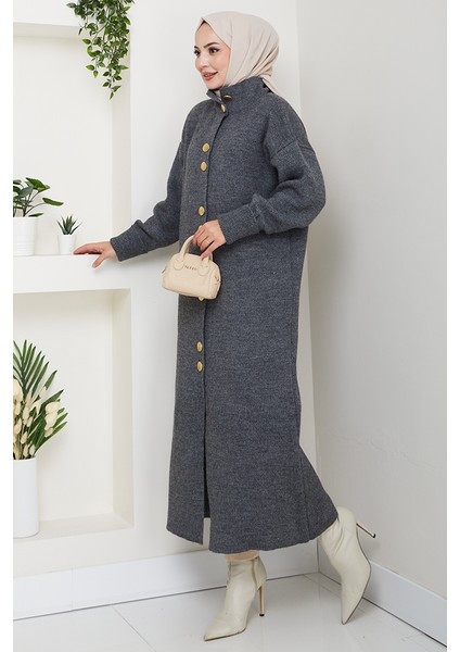 Reha Düğmeli Triko Hırka 1603 - Antrasit indirimleri