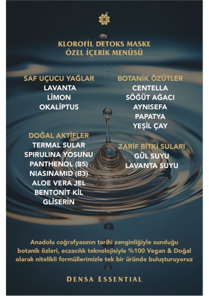 Klorofil Detoks Maske - Arındırıcı & Sebum Dengeleyici - Akne/siyah Nokta/komedon Karşıtı - Gözenek Sıkılaştırıcı 50 ml