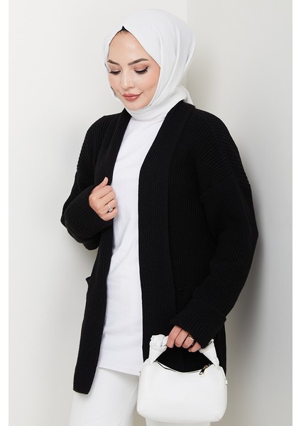 Enfil Şal Yaka Triko Hırka 1598 - Siyah
