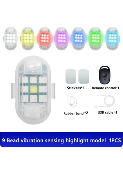 2.4g Kablosuz Flaş Göstergesi Çarpışma Karşıtı Uzaktan Kumanda Sinyali Işık 9 Lamba Boncukları USB Şarj Edilebilir (Yurt Dışından) fırsatları