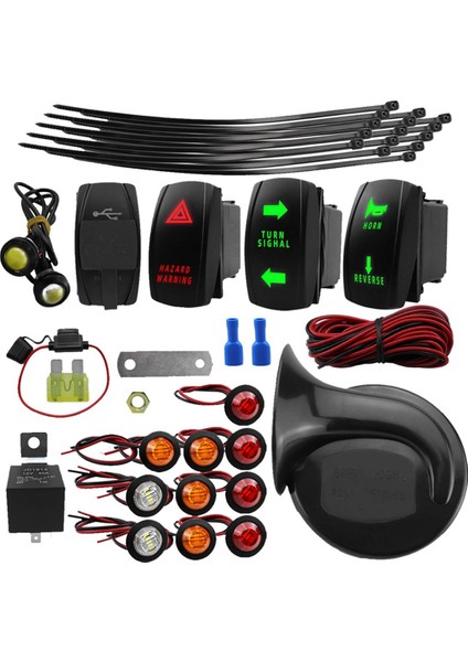 Evrensel Atv Utv Turn Sinyal Korna Kiti, 2 Bağlantı Noktası USB Rölesi Boynuz Sigorta Teli Ters Işık Flaşör Yanıp Söndürücü Kiti (Yurt Dışından) modelleri