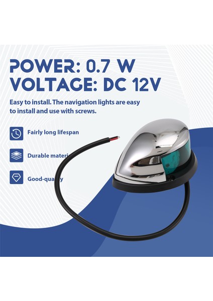 1pcs 12V Gezinme Işıkları LED Çinko Alaşım Yay Işık Deniz Teknesi LED Kırmızı Yeşil Pontoons Yelken Sinyal Işıkları (Yurt Dışından) fırsatları