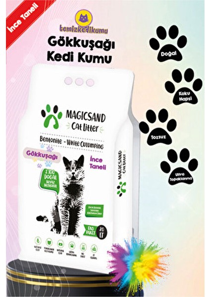 Gökkuşağı Bentonit Kedi Kumu 20 lt Bitkisel Koku ve Etkili Topaklaşma fiyatları
