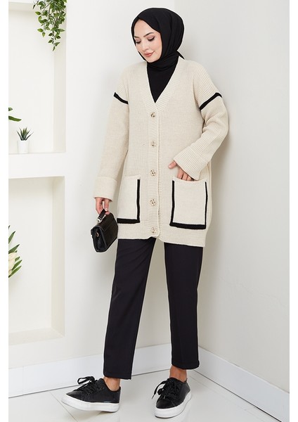 Ilge Düğmeli Triko Hırka 1597 - Bej fiyatları